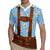 Traditional German Costume - Lederhosen Rugby Jersey Blue Plaid Pattern with Edelweiss Flowers - Wonder Print Shop