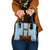 Traditional German Costume - Lederhosen Shoulder Handbag Blue Plaid Pattern with Edelweiss Flowers - Wonder Print Shop