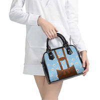Traditional German Costume - Lederhosen Shoulder Handbag Blue Plaid Pattern with Edelweiss Flowers - Wonder Print Shop