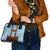 Traditional German Costume - Lederhosen Shoulder Handbag Blue Plaid Pattern with Edelweiss Flowers - Wonder Print Shop