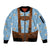 Traditional German Costume - Lederhosen Sleeve Zip Bomber Jacket Blue Plaid Pattern with Edelweiss Flowers - Wonder Print Shop