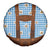 Traditional German Costume - Lederhosen Spare Tire Cover Blue Plaid Pattern with Edelweiss Flowers - Wonder Print Shop