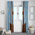 Traditional German Costume - Lederhosen Window Curtain Blue Plaid Pattern with Edelweiss Flowers - Wonder Print Shop