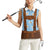 Traditional German Costume - Lederhosen Women Sleeveless Polo Shirt Blue Plaid Pattern with Edelweiss Flowers - Wonder Print Shop