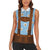 Traditional German Costume - Lederhosen Women Sleeveless Polo Shirt Blue Plaid Pattern with Edelweiss Flowers - Wonder Print Shop