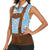Traditional German Costume - Lederhosen Women Sleeveless Polo Shirt Blue Plaid Pattern with Edelweiss Flowers - Wonder Print Shop