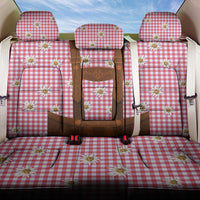 Traditional German Costume - Lederhosen Back Car Seat Cover Red Plaid Pattern with Edelweiss Flowers - Wonder Print Shop