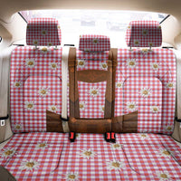 Traditional German Costume - Lederhosen Back Car Seat Cover Red Plaid Pattern with Edelweiss Flowers - Wonder Print Shop