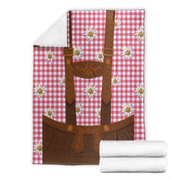 Traditional German Costume - Lederhosen Blanket Red Plaid Pattern with Edelweiss Flowers
