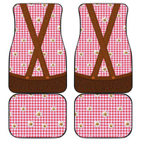 Traditional German Costume - Lederhosen Car Mats Red Plaid Pattern with Edelweiss Flowers - Wonder Print Shop