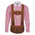 Traditional German Costume - Lederhosen Family Matching Summer Maxi Dress and Hawaiian Shirt Red Plaid Pattern with Edelweiss Flowers - Wonder Print Shop