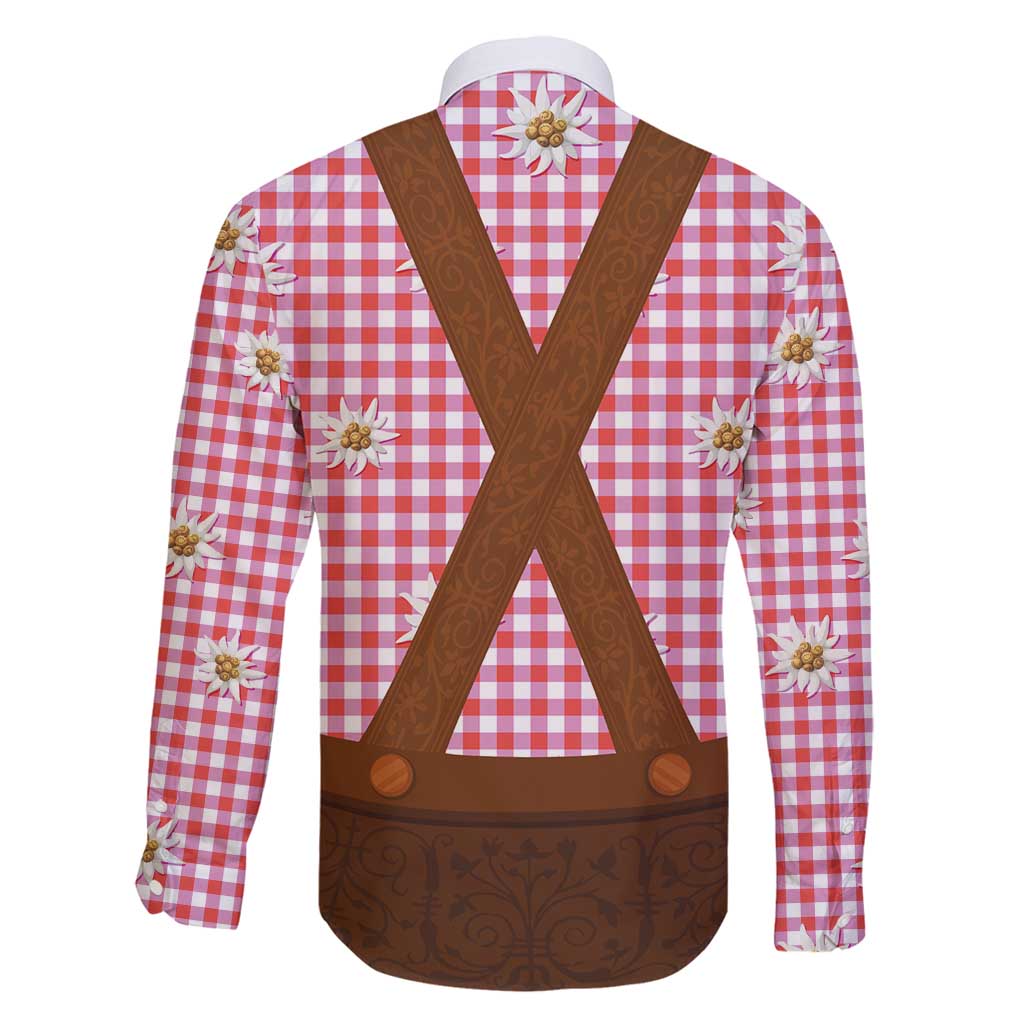 Traditional German Costume - Lederhosen Family Matching Tank Maxi Dress and Hawaiian Shirt Red Plaid Pattern with Edelweiss Flowers - Wonder Print Shop