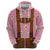 Traditional German Costume - Lederhosen Hoodie Red Plaid Pattern with Edelweiss Flowers - Wonder Print Shop