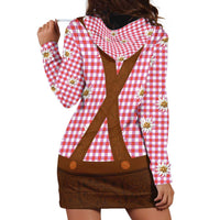 Traditional German Costume - Lederhosen Hoodie Dress Red Plaid Pattern with Edelweiss Flowers - Wonder Print Shop