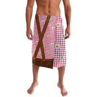 Traditional German Costume - Lederhosen Lavalava Red Plaid Pattern with Edelweiss Flowers - Wonder Print Shop