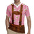 Traditional German Costume - Lederhosen Rugby Jersey Red Plaid Pattern with Edelweiss Flowers - Wonder Print Shop