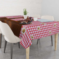 Traditional German Costume - Lederhosen Tablecloth Red Plaid Pattern with Edelweiss Flowers - Wonder Print Shop