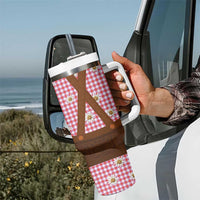 Traditional German Costume - Lederhosen Tumbler With Handle Red Plaid Pattern with Edelweiss Flowers - Wonder Print Shop