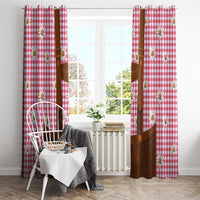 Traditional German Costume - Lederhosen Window Curtain Red Plaid Pattern with Edelweiss Flowers - Wonder Print Shop
