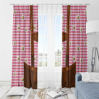 Traditional German Costume - Lederhosen Window Curtain Red Plaid Pattern with Edelweiss Flowers - Wonder Print Shop