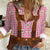 Traditional German Costume - Lederhosen Women Casual Shirt Red Plaid Pattern with Edelweiss Flowers - Wonder Print Shop