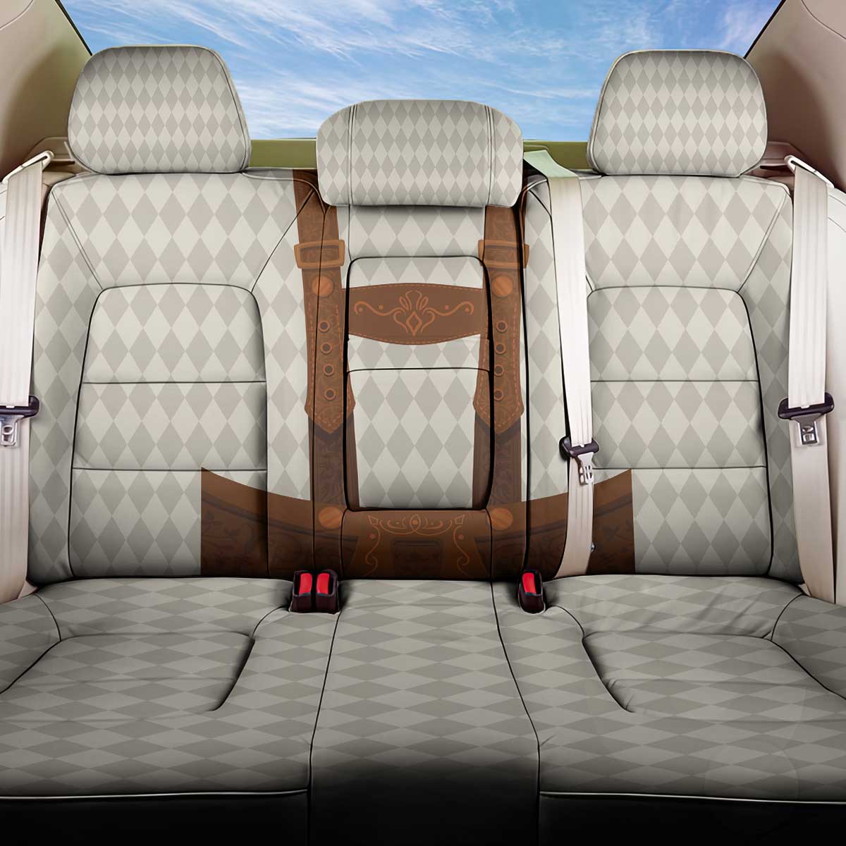 Traditional German Costume - Lederhosen Back Car Seat Cover Old Vintage Bavarian Pattern - Wonder Print Shop