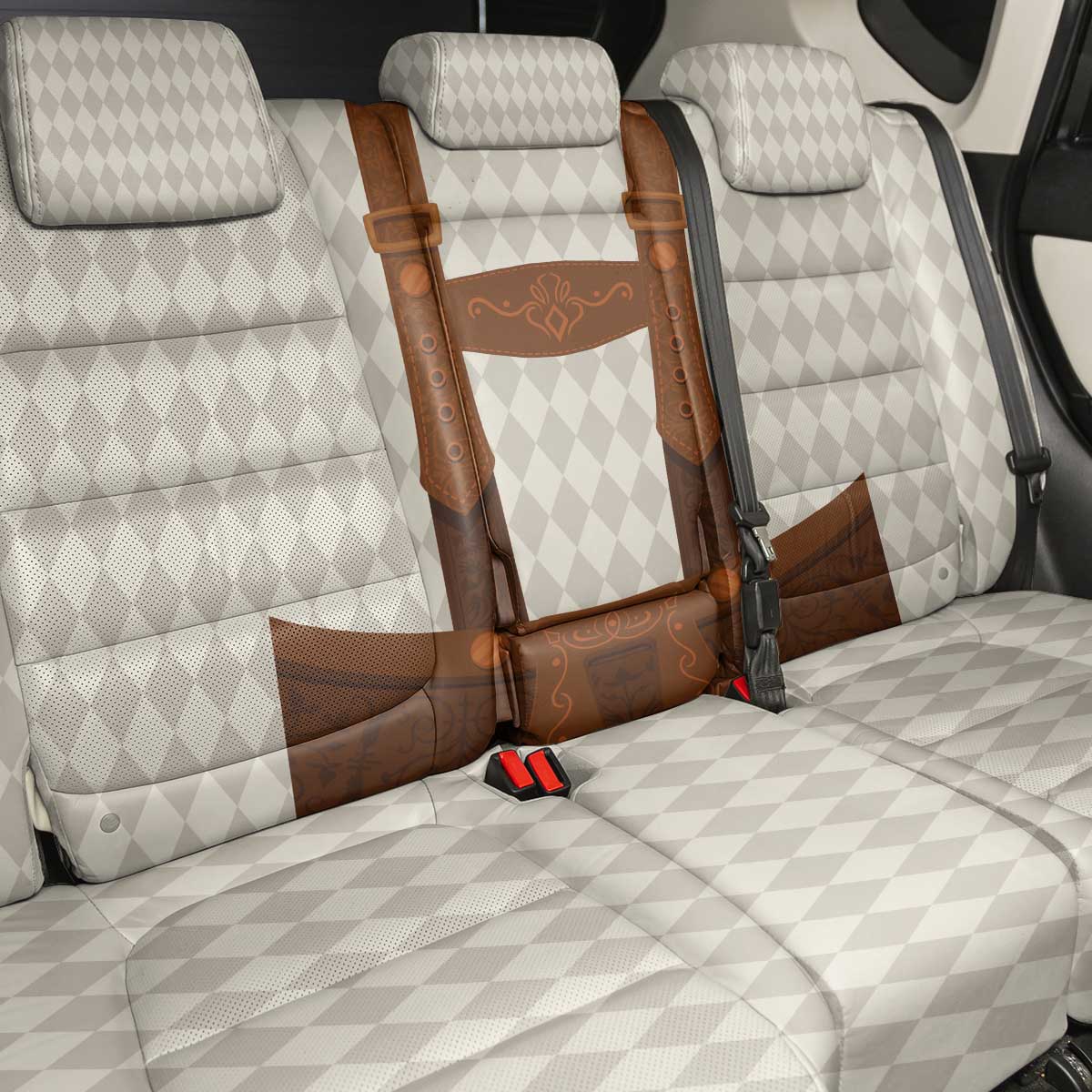 Traditional German Costume - Lederhosen Back Car Seat Cover Old Vintage Bavarian Pattern - Wonder Print Shop