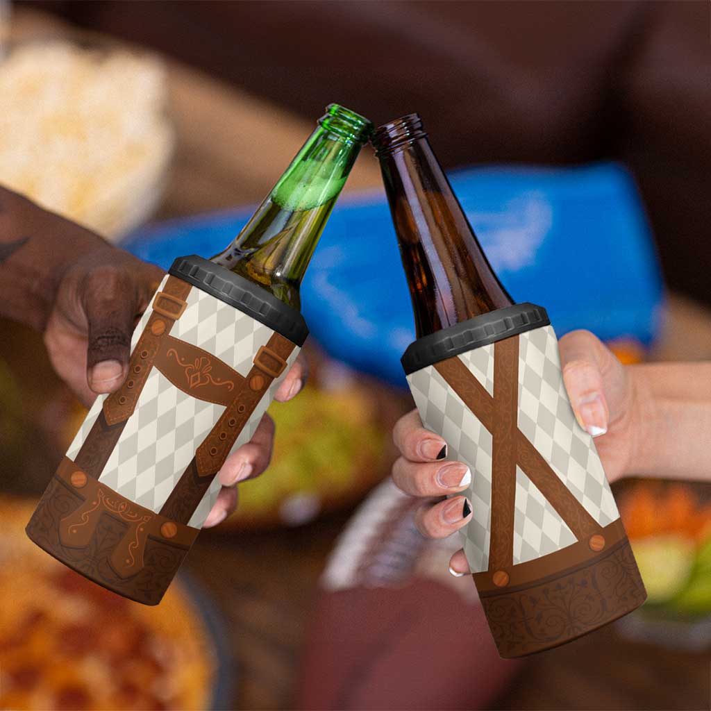 Traditional German Costume - Lederhosen 4 in 1 Can Cooler Tumbler Old Vintage Bavarian Pattern - Wonder Print Shop