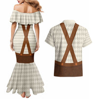 Traditional German Costume - Lederhosen Couples Matching Mermaid Dress and Hawaiian Shirt Old Vintage Bavarian Pattern