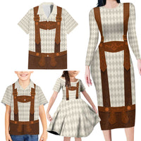 Traditional German Costume - Lederhosen Family Matching Long Sleeve Bodycon Dress and Hawaiian Shirt Old Vintage Bavarian Pattern - Wonder Print Shop
