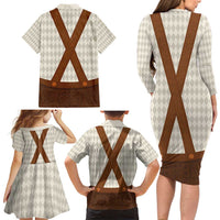 Traditional German Costume - Lederhosen Family Matching Long Sleeve Bodycon Dress and Hawaiian Shirt Old Vintage Bavarian Pattern - Wonder Print Shop