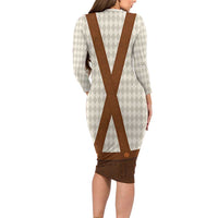 Traditional German Costume - Lederhosen Family Matching Long Sleeve Bodycon Dress and Hawaiian Shirt Old Vintage Bavarian Pattern - Wonder Print Shop