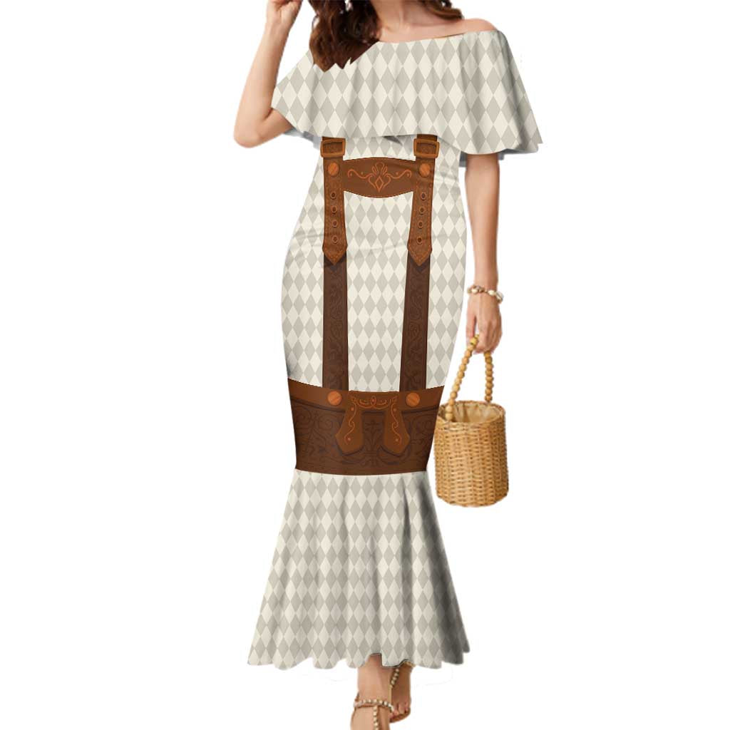 Traditional German Costume - Lederhosen Family Matching Mermaid Dress and Hawaiian Shirt Old Vintage Bavarian Pattern - Wonder Print Shop