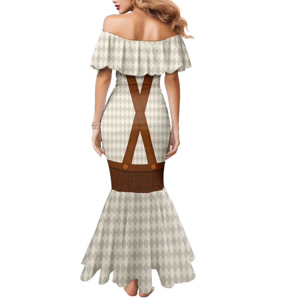 Traditional German Costume - Lederhosen Family Matching Mermaid Dress and Hawaiian Shirt Old Vintage Bavarian Pattern - Wonder Print Shop