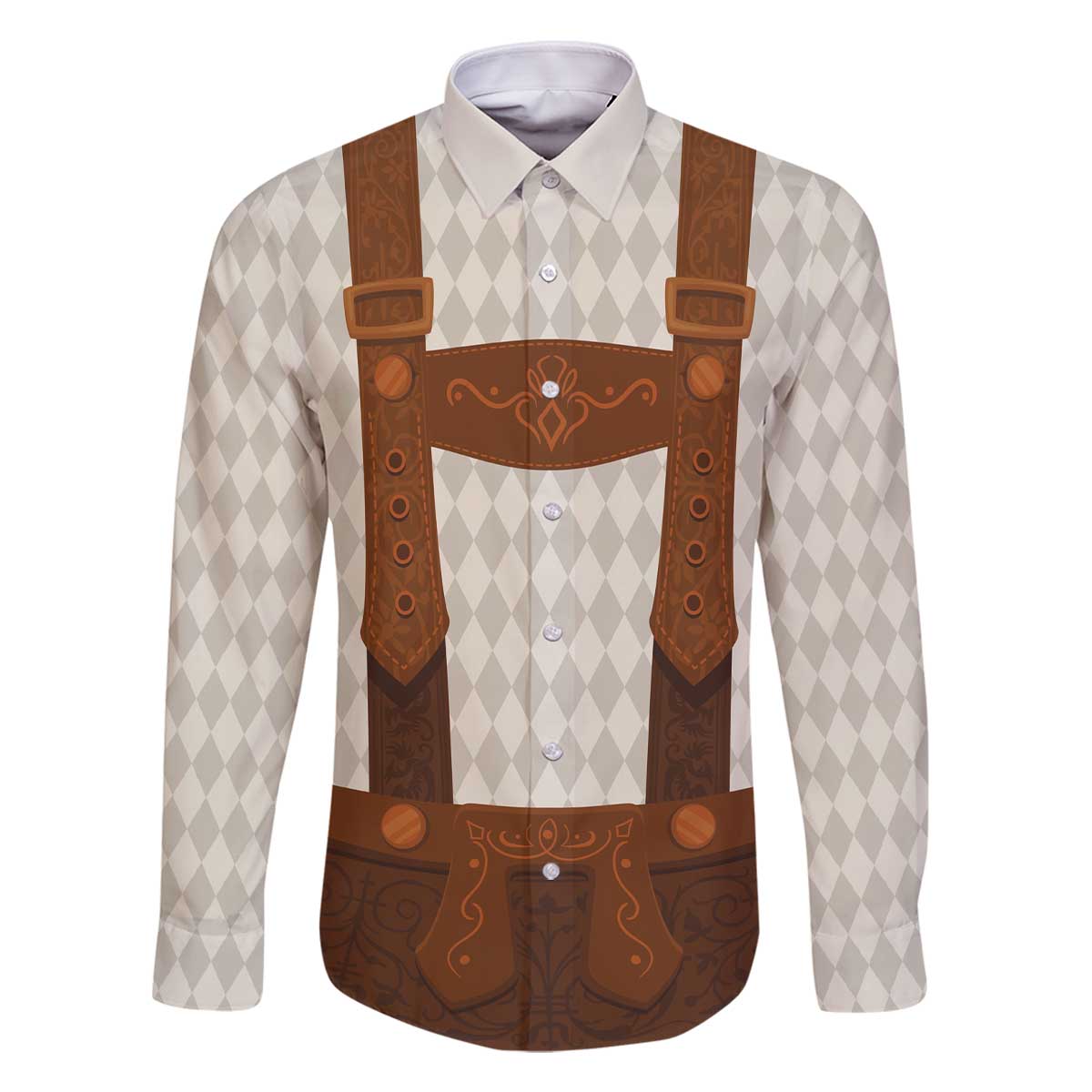 Traditional German Costume - Lederhosen Family Matching Off The Shoulder Long Sleeve Dress and Hawaiian Shirt Old Vintage Bavarian Pattern