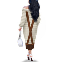 Traditional German Costume - Lederhosen Family Matching Off The Shoulder Long Sleeve Dress and Hawaiian Shirt Old Vintage Bavarian Pattern