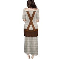 Traditional German Costume - Lederhosen Family Matching Puletasi and Hawaiian Shirt Old Vintage Bavarian Pattern