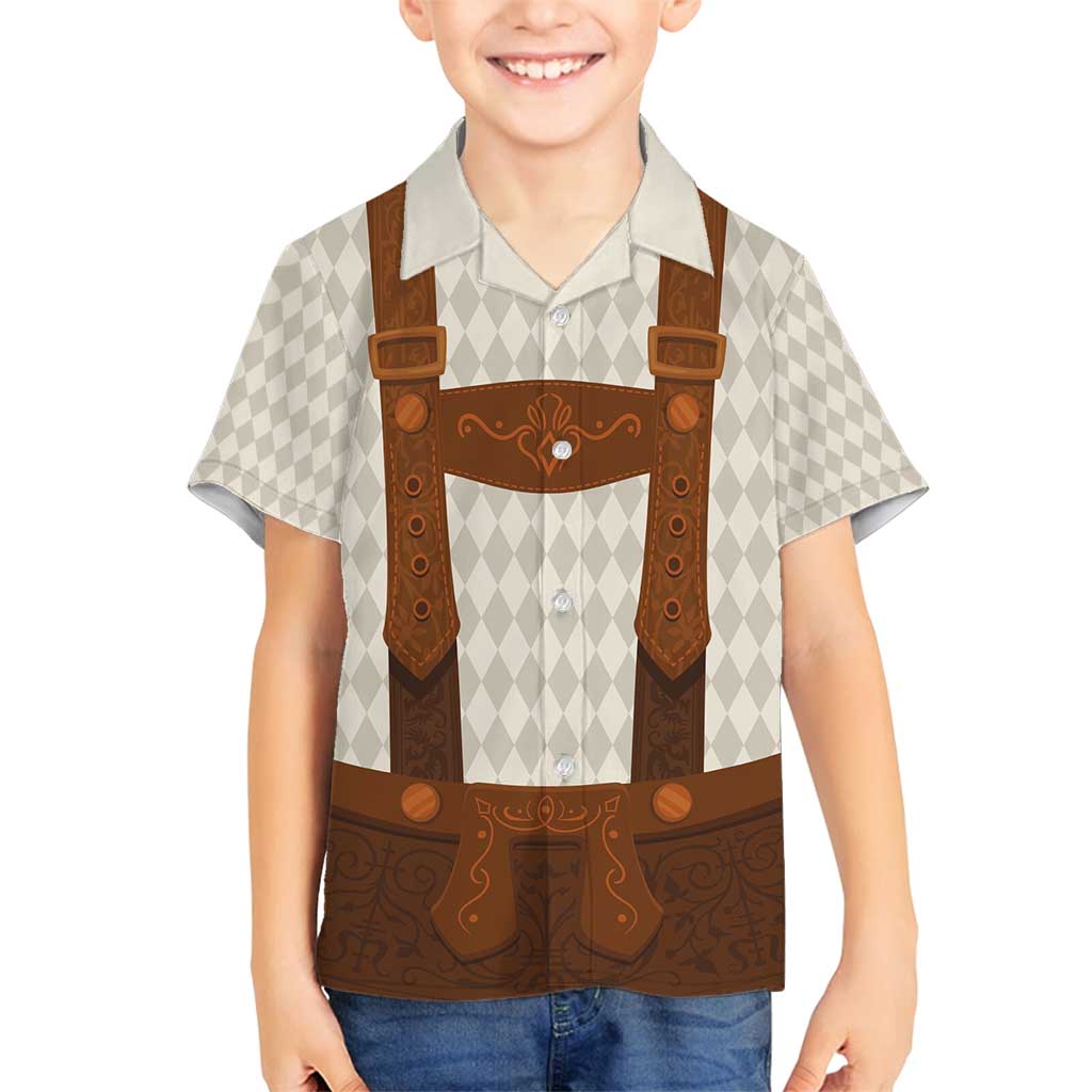 Traditional German Costume - Lederhosen Family Matching Puletasi and Hawaiian Shirt Old Vintage Bavarian Pattern