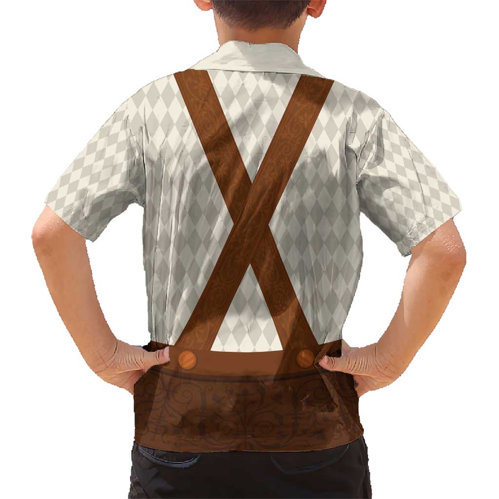 Traditional German Costume - Lederhosen Family Matching Short Sleeve Bodycon Dress and Hawaiian Shirt Old Vintage Bavarian Pattern - Wonder Print Shop