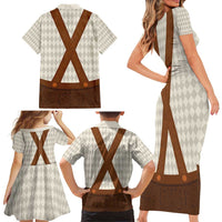 Traditional German Costume - Lederhosen Family Matching Short Sleeve Bodycon Dress and Hawaiian Shirt Old Vintage Bavarian Pattern - Wonder Print Shop