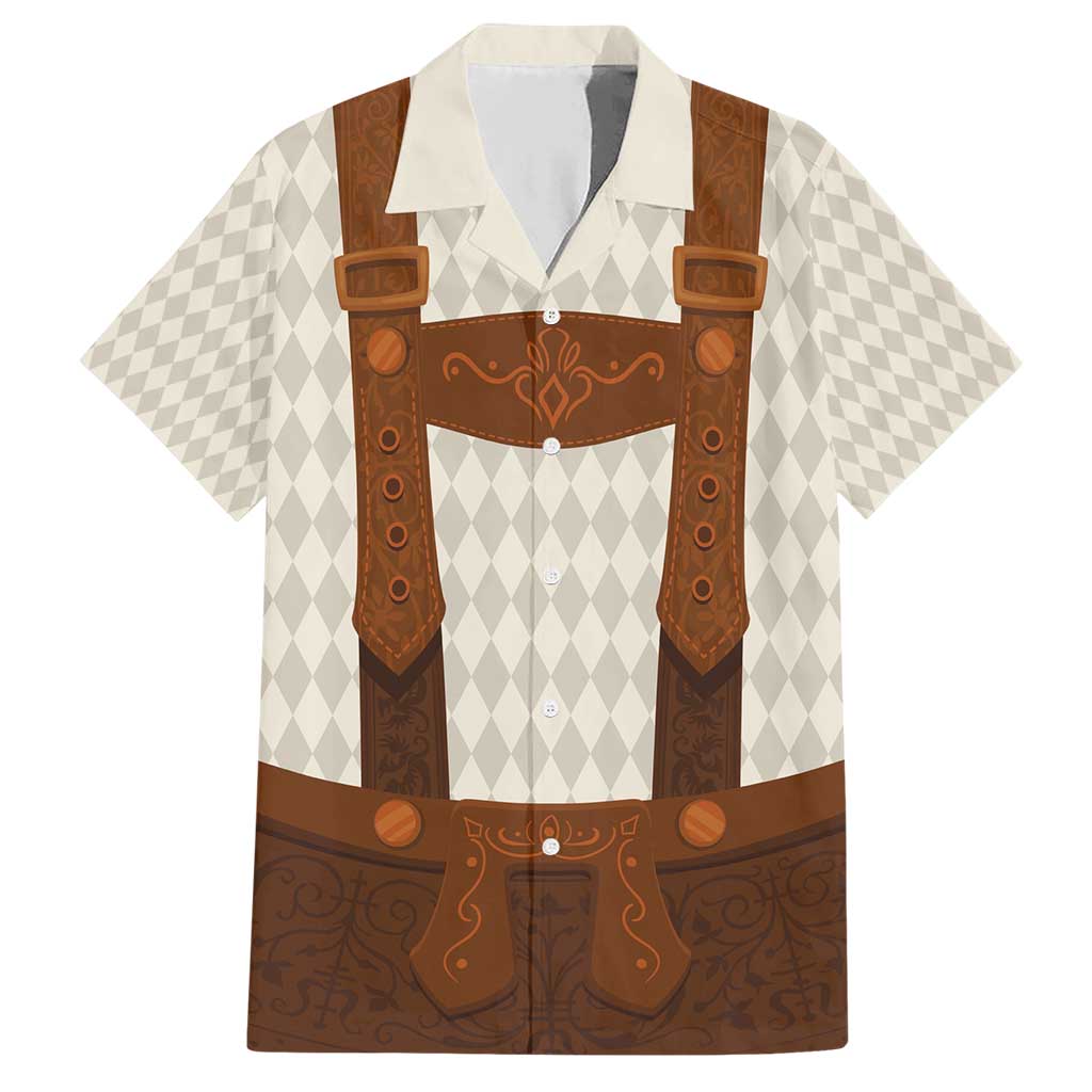 Traditional German Costume - Lederhosen Family Matching Short Sleeve Bodycon Dress and Hawaiian Shirt Old Vintage Bavarian Pattern - Wonder Print Shop