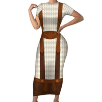 Traditional German Costume - Lederhosen Family Matching Short Sleeve Bodycon Dress and Hawaiian Shirt Old Vintage Bavarian Pattern - Wonder Print Shop