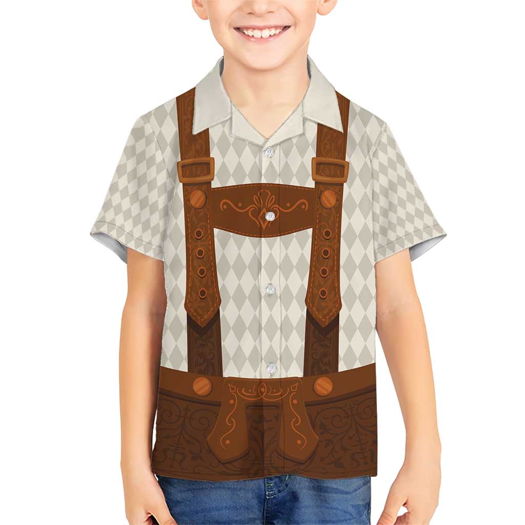 Traditional German Costume - Lederhosen Family Matching Short Sleeve Bodycon Dress and Hawaiian Shirt Old Vintage Bavarian Pattern - Wonder Print Shop