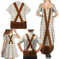 Traditional German Costume - Lederhosen Family Matching Summer Maxi Dress and Hawaiian Shirt Old Vintage Bavarian Pattern - Wonder Print Shop