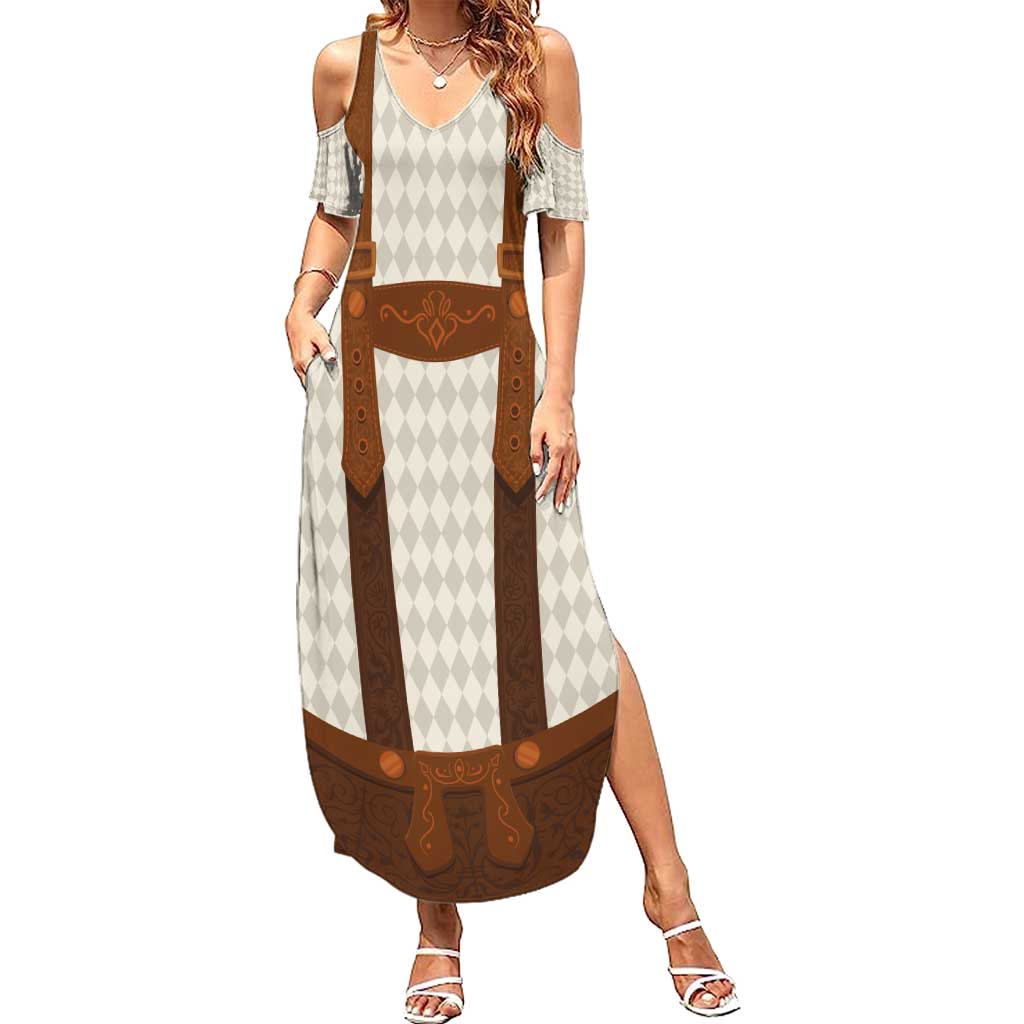 Traditional German Costume - Lederhosen Family Matching Summer Maxi Dress and Hawaiian Shirt Old Vintage Bavarian Pattern - Wonder Print Shop