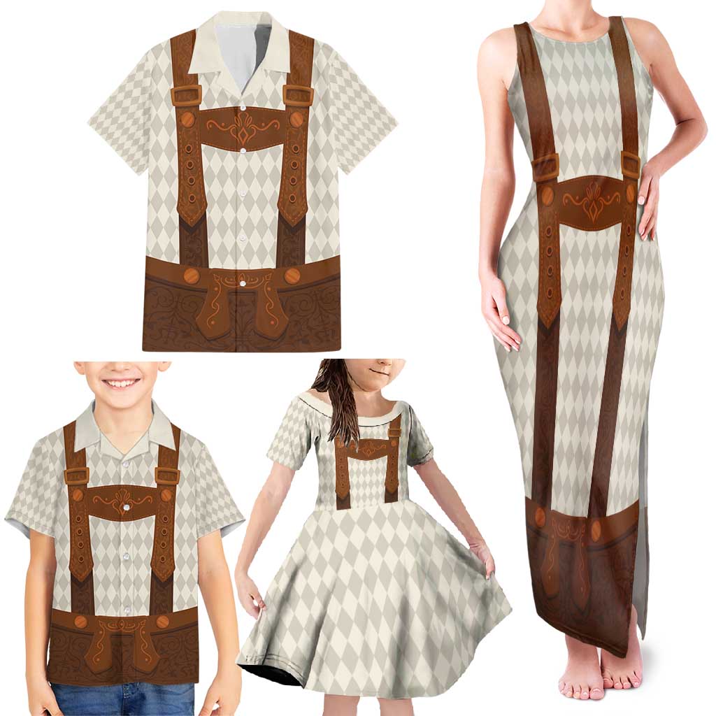 Traditional German Costume - Lederhosen Family Matching Tank Maxi Dress and Hawaiian Shirt Old Vintage Bavarian Pattern - Wonder Print Shop