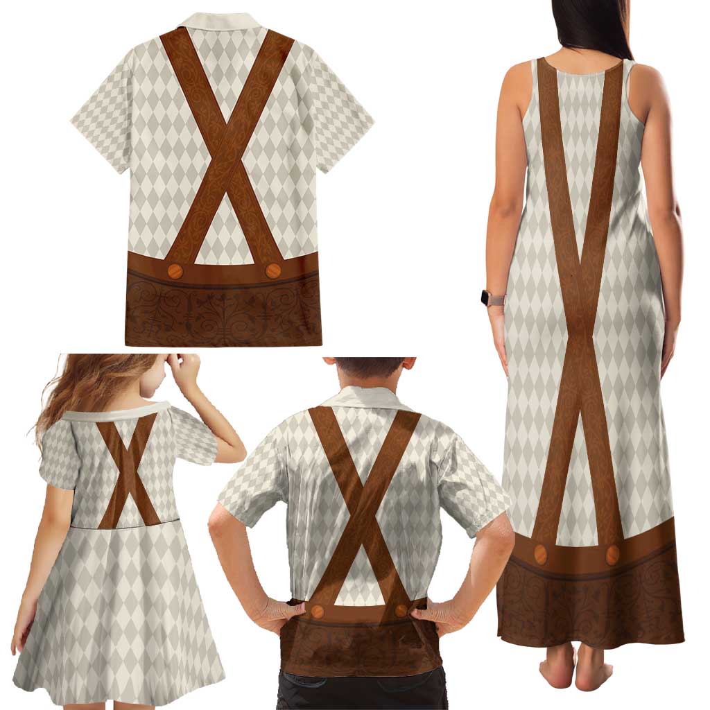 Traditional German Costume - Lederhosen Family Matching Tank Maxi Dress and Hawaiian Shirt Old Vintage Bavarian Pattern - Wonder Print Shop
