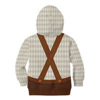 Traditional German Costume - Lederhosen Kid Hoodie Old Vintage Bavarian Pattern - Wonder Print Shop