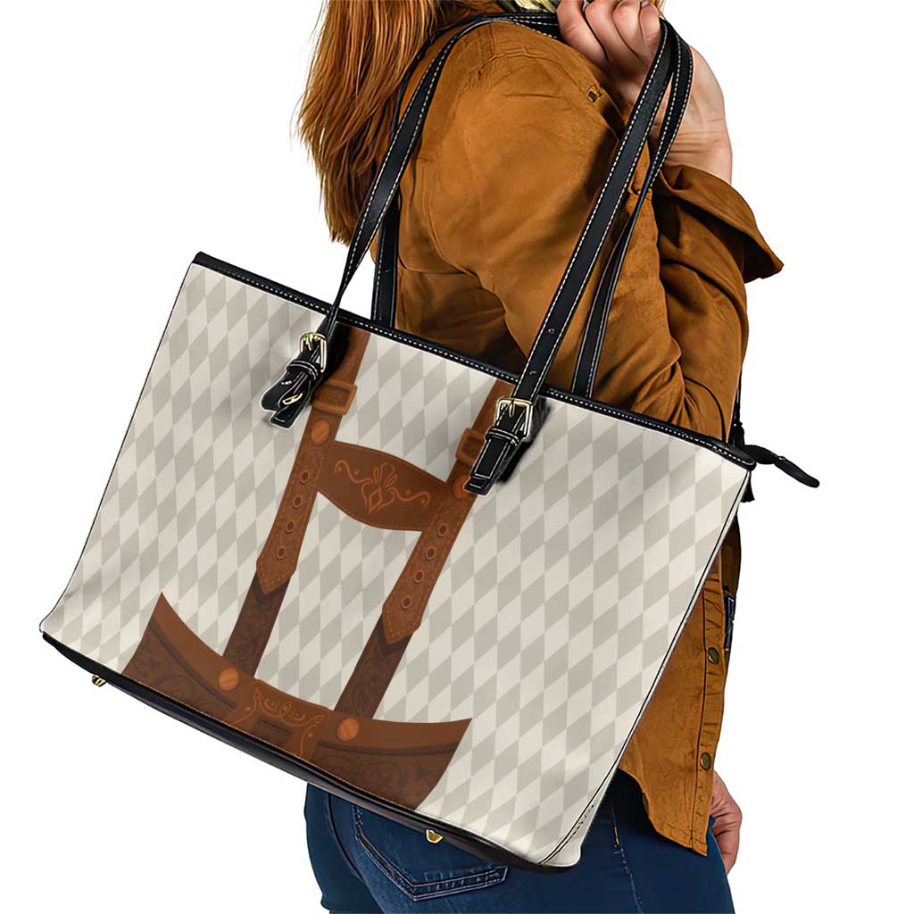 Traditional German Costume - Lederhosen Leather Tote Bag Old Vintage Bavarian Pattern