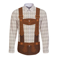 Traditional German Costume - Lederhosen Long Sleeve Button Shirt Old Vintage Bavarian Pattern